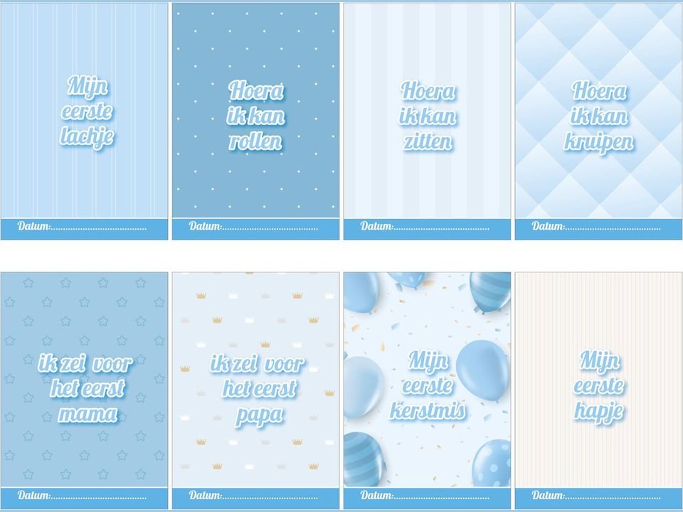 Milestone kaarten baby, 24 stuks A5 (blauw), foto 6